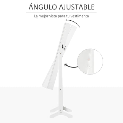 Standing Jewelry Mirror Cabinet with 3 Adjustable Angles Magnetic Lock Jewelry Organizer with Shelves Earring Slots Ring Hooks Necklaces 46x36.5x151.5 cm White