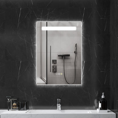 Bathroom Mirror with LED Light 70x50 cm Wall Mirror with 3 Light Colors Anti-fog Function Memory Function Touch Switch IP44