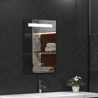 Bathroom Mirror with LED Light 70x50 cm Wall Mirror with 3 Light Colors Anti-fog Function Memory Function Touch Switch IP44