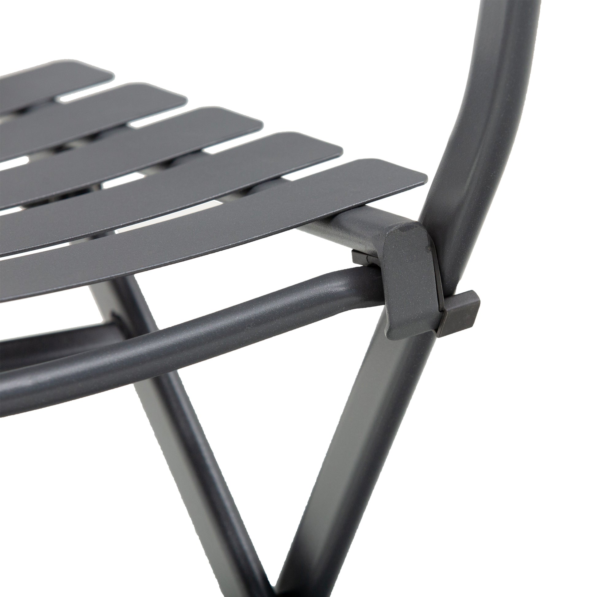 Folding bistro garden set - square table dim. 60L x 60W x 71H cm with 2 chairs - gray thermocoated metal