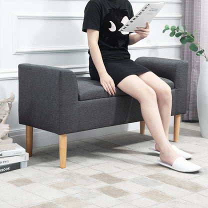 Tufted Storage Ottoman Bench with Armrests, Storage Bench for Bedroom, Entryway, Living Room, Holds 130 Kg, Dim. 116 x 44 x 58 cm (Dark Grey)