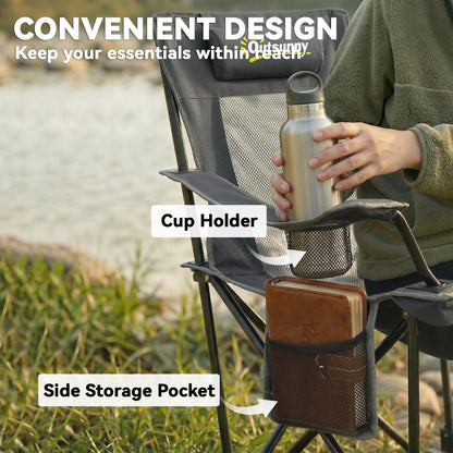 2-Pack Folding Camping Chairs, Adjustable Backrest, Footrest, Cup Holder & Headrest, Garden & Beach Chairs for Adults, Folding Recliners, Up to 265 lb