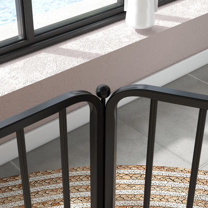 Modular Dog Enclosure, Fence with 1 Door, 6 Panels of 80 x 80 cm, Steel Play and Exercise Park for Dogs and Pets, 80 cm Height, Black