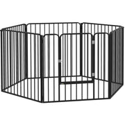 Modular Dog Enclosure, Fence with 1 Door, 6 Panels of 80 x 80 cm, Steel Play and Exercise Park for Dogs and Pets, 80 cm Height, Black
