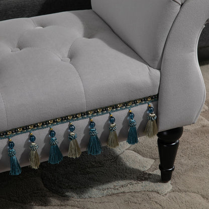 Upholstered Bench, Velvet Look, Luxury Bed Bench with Wooden Legs, Hallway Bench for Bedroom, up to 150 kg Capacity, Light Gray, 117 x 40 x 58 cm