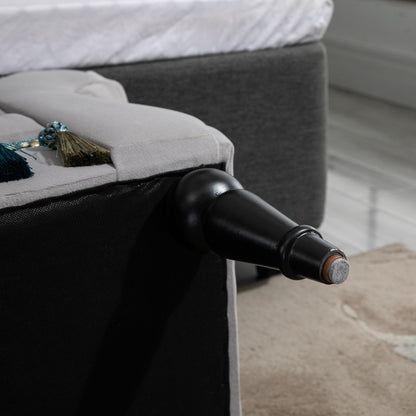 Upholstered Bench, Velvet Look, Luxury Bed Bench with Wooden Legs, Hallway Bench for Bedroom, up to 150 kg Capacity, Light Gray, 117 x 40 x 58 cm