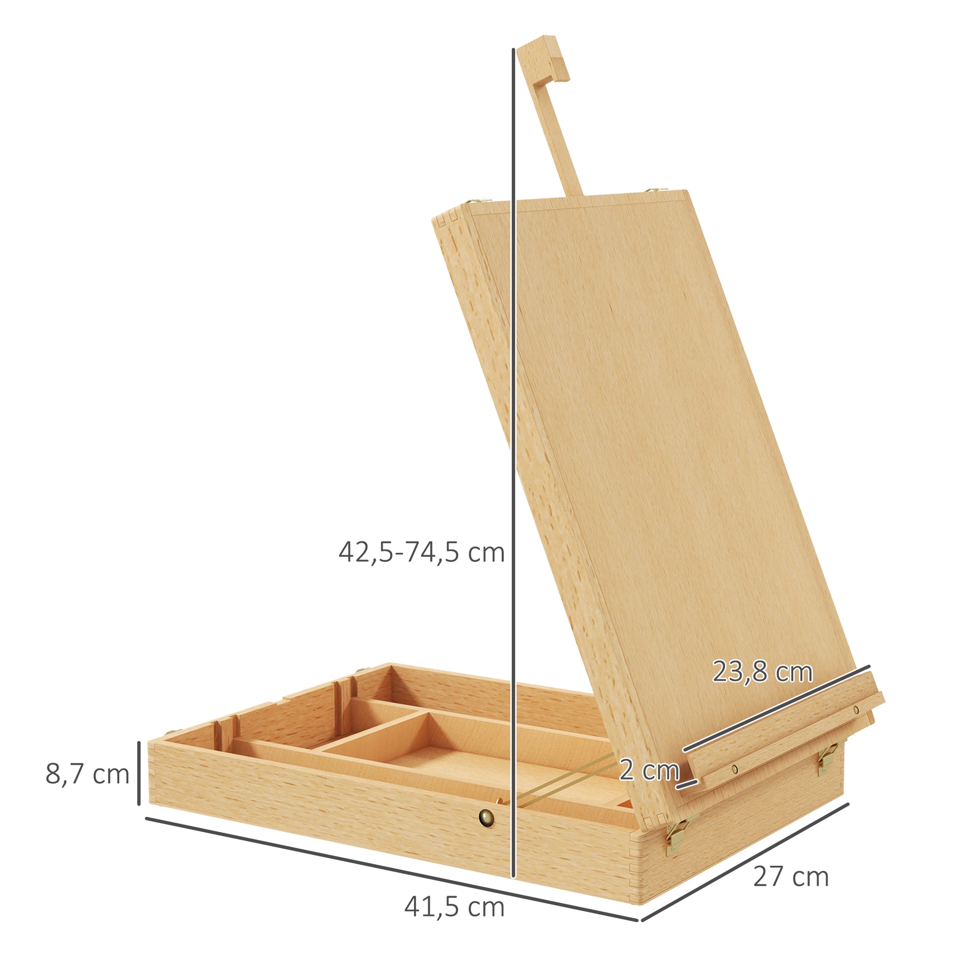 Tabletop Easel Adjustable Angle Easel with Handle, Storage Space Folding Portable Easel Wood Easel for Painting, Drawing, Nature