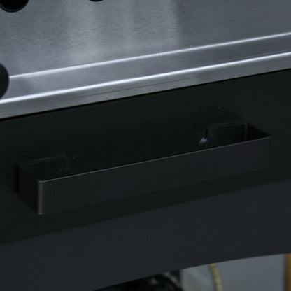 2-In-1 Outdoor Pizza Oven with Wheels BBQ Grill with Cover Pizza Peel 2 Grill Nets Grill Cart with Chimney 3-Tier Wood Fired Oven for BBQ Steel Black+Silver 63 x 54 x 161 cm