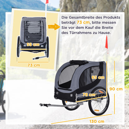 Dog Trailer Bike Trailer Dog Transporter Dog Bike Trailer Gray+Black 130 x 73 x 90 cm