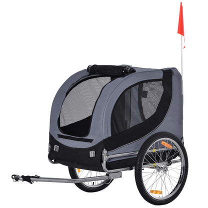 Dog Trailer Bike Trailer Dog Transporter Dog Bike Trailer Gray+Black 130 x 73 x 90 cm