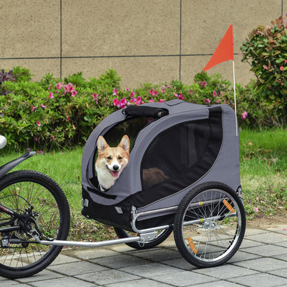 Dog Trailer Bike Trailer Dog Transporter Dog Bike Trailer Gray+Black 130 x 73 x 90 cm