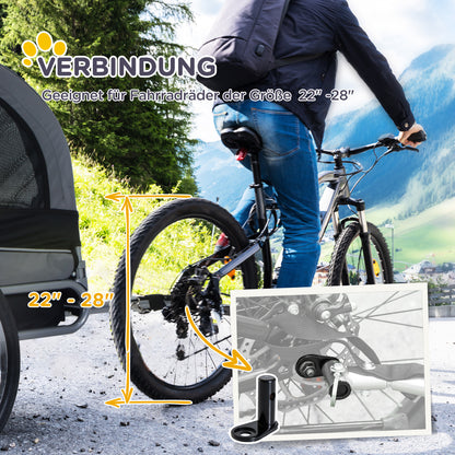Dog Trailer Bike Trailer Dog Transporter Dog Bike Trailer Gray+Black 130 x 73 x 90 cm