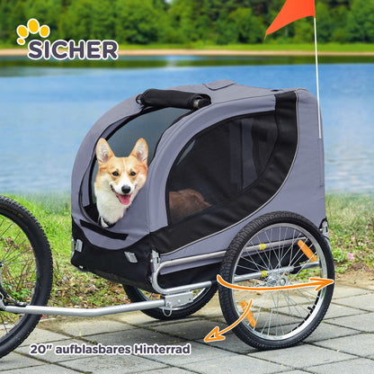 Dog Trailer Bike Trailer Dog Transporter Dog Bike Trailer Gray+Black 130 x 73 x 90 cm