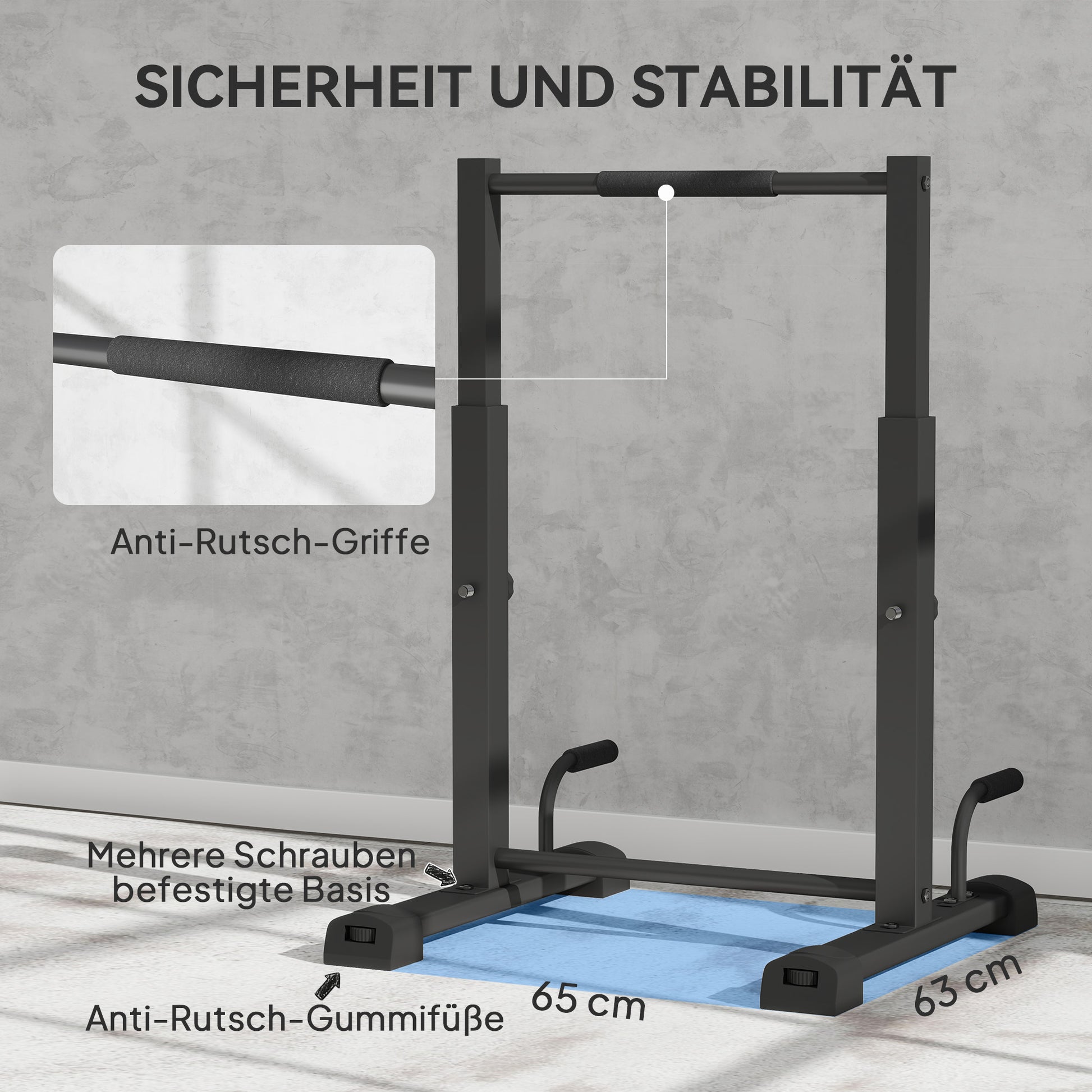 SPORTNOW Dip Bars Dip Station up to 540 kg Load Height Adjustable Fitness Bars Push Up Stand Bar Fitness Parallettes, Push-Up Handles for Calisthenics, Home, Strength Training