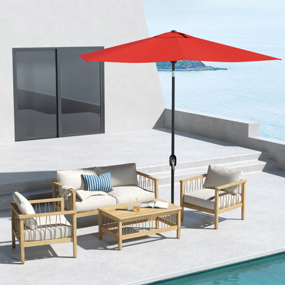 Rectangular Tilted Parasol 2 x 3m with Crank High Density Waterproof Polyester Fabric 180 g/m² - Red
