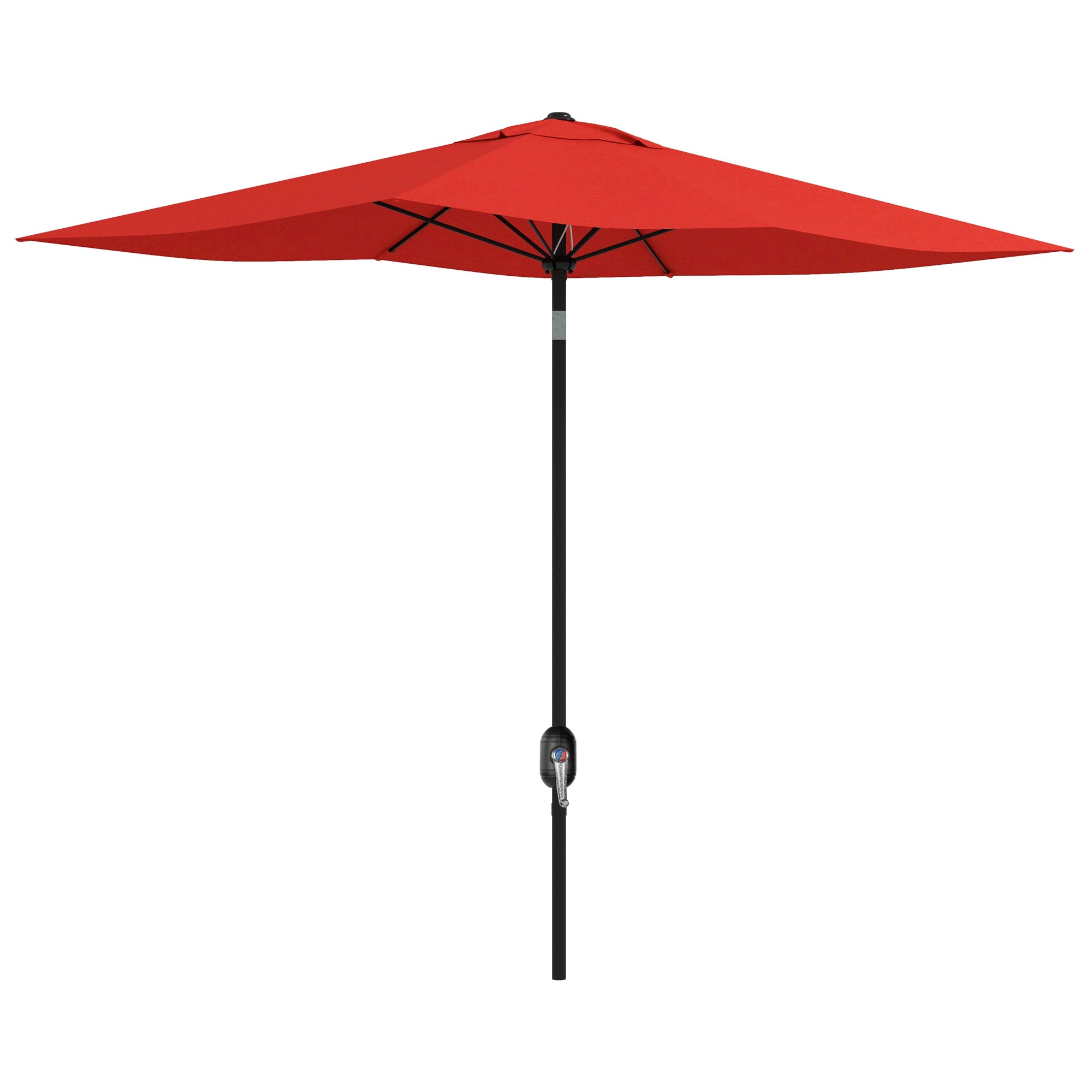 Rectangular Tilted Parasol 2 x 3m with Crank High Density Waterproof Polyester Fabric 180 g/m² - Red