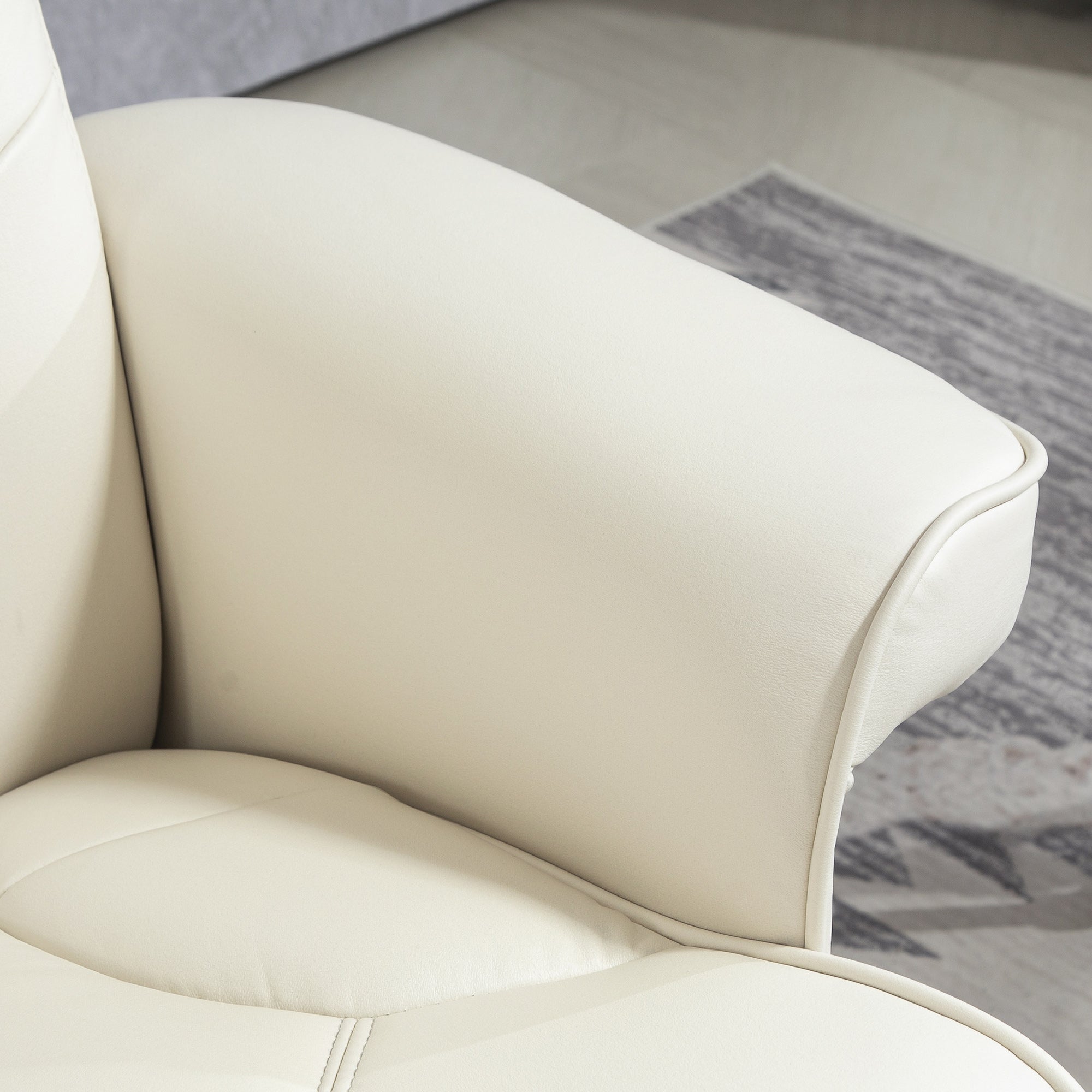 Reclining Chair with Footstool, TV Armchair with Reclining Function, Rocking Feature, Padded Recliner with Adjustable Backrest, up to 150 kg, for Living Room, Faux Leather, Cream White