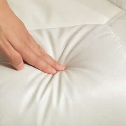 Reclining Chair with Footstool, TV Armchair with Reclining Function, Rocking Feature, Padded Recliner with Adjustable Backrest, up to 150 kg, for Living Room, Faux Leather, Cream White