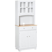 Kitchen Sideboard Kitchen Cabinet Dining Room Buffet with 2 Drawers Adjustable Shelves and Open Shelf Antiturning 68x39.5x170 cm White