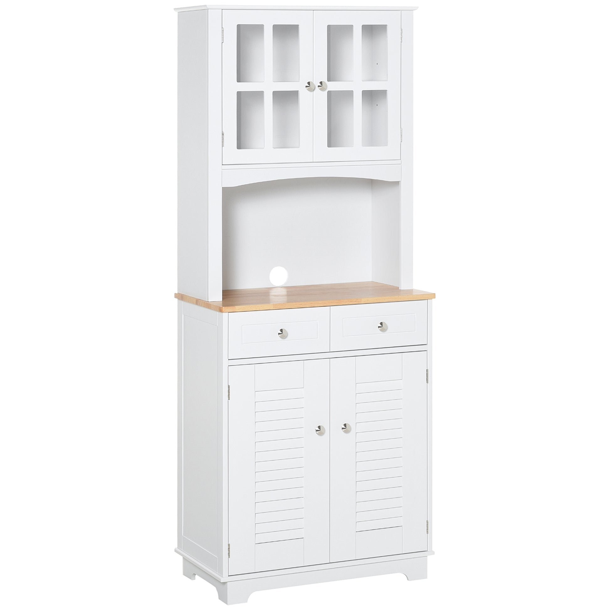 Kitchen Sideboard Kitchen Cabinet Dining Room Buffet with 2 Drawers Adjustable Shelves and Open Shelf Antiturning 68x39.5x170 cm White