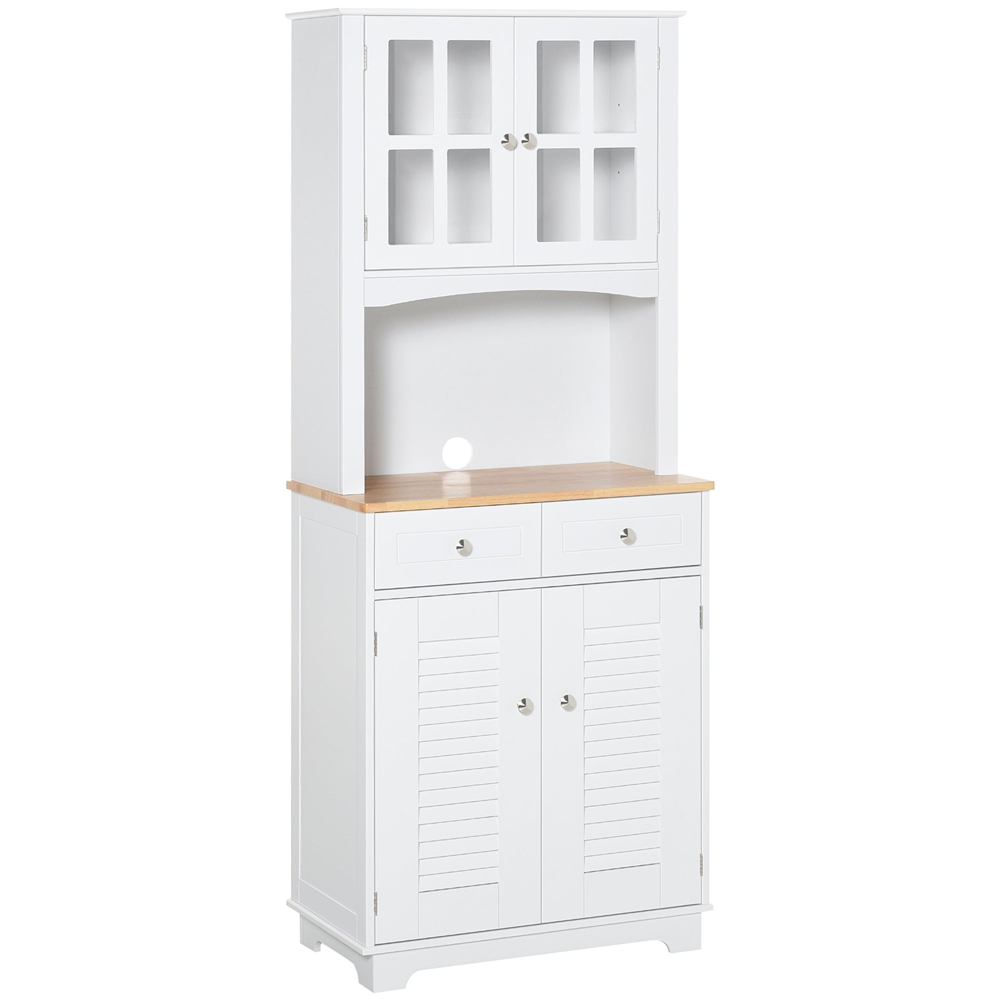 Kitchen Sideboard Kitchen Cabinet Dining Room Buffet with 2 Drawers Adjustable Shelves and Open Shelf Antiturning 68x39.5x170 cm White