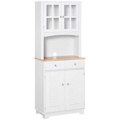 Kitchen Sideboard Kitchen Cabinet Dining Room Buffet with 2 Drawers Adjustable Shelves and Open Shelf Antiturning 68x39.5x170 cm White