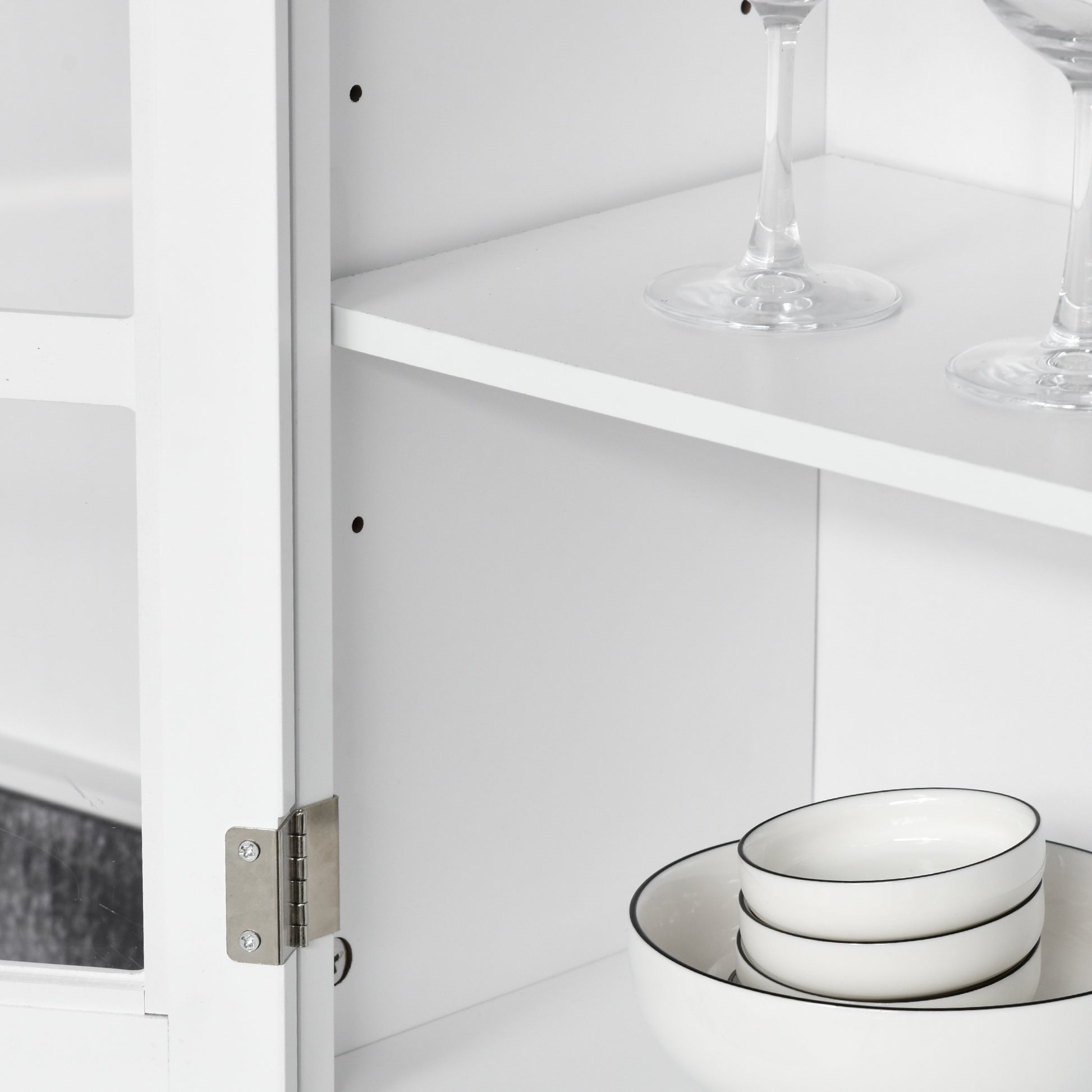 Kitchen Sideboard Kitchen Cabinet Dining Room Buffet with 2 Drawers Adjustable Shelves and Open Shelf Antiturning 68x39.5x170 cm White