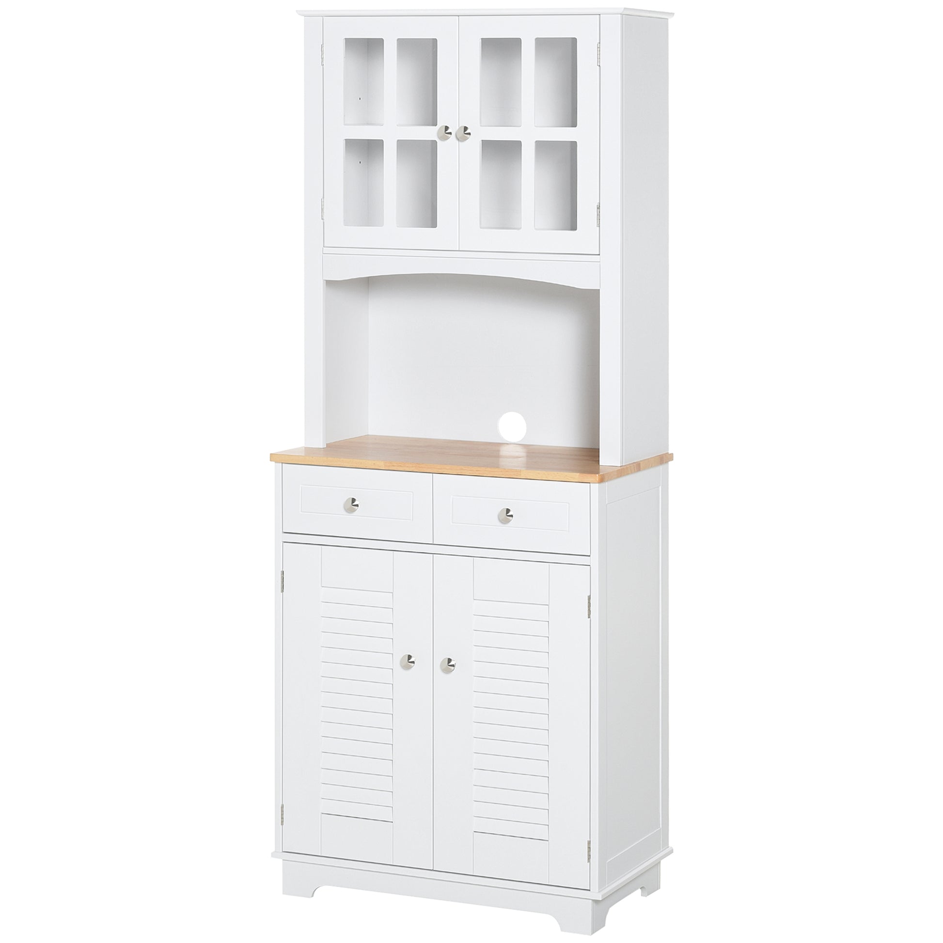 Kitchen Sideboard Kitchen Cabinet Dining Room Buffet with 2 Drawers Adjustable Shelves and Open Shelf Antiturning 68x39.5x170 cm White