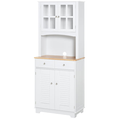 Kitchen Sideboard Kitchen Cabinet Dining Room Buffet with 2 Drawers Adjustable Shelves and Open Shelf Antiturning 68x39.5x170 cm White