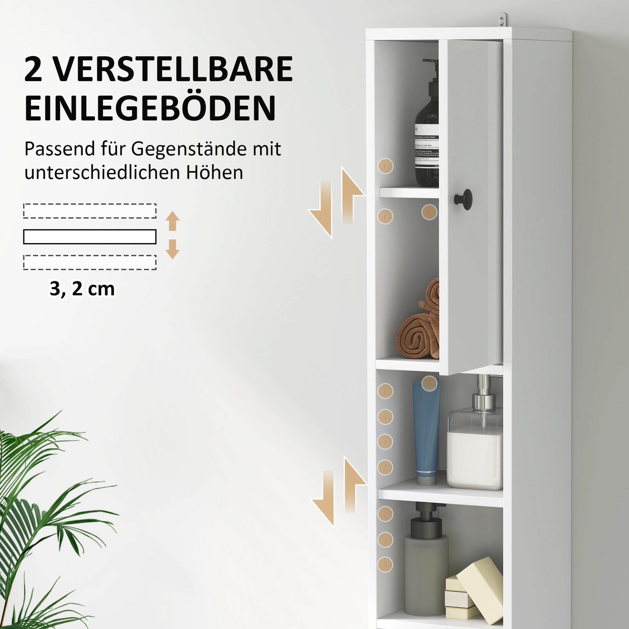 Bathroom Cabinet Slim, Tall Toilet Cabinet with Drawer, 3 Open Compartments, Adjustable Shelf, Bathroom Cabinet for Small Spaces, Bathroom, Living Room 20 x 20 x 178 cm White