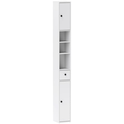 Bathroom Cabinet Slim, Tall Toilet Cabinet with Drawer, 3 Open Compartments, Adjustable Shelf, Bathroom Cabinet for Small Spaces, Bathroom, Living Room 20 x 20 x 178 cm White