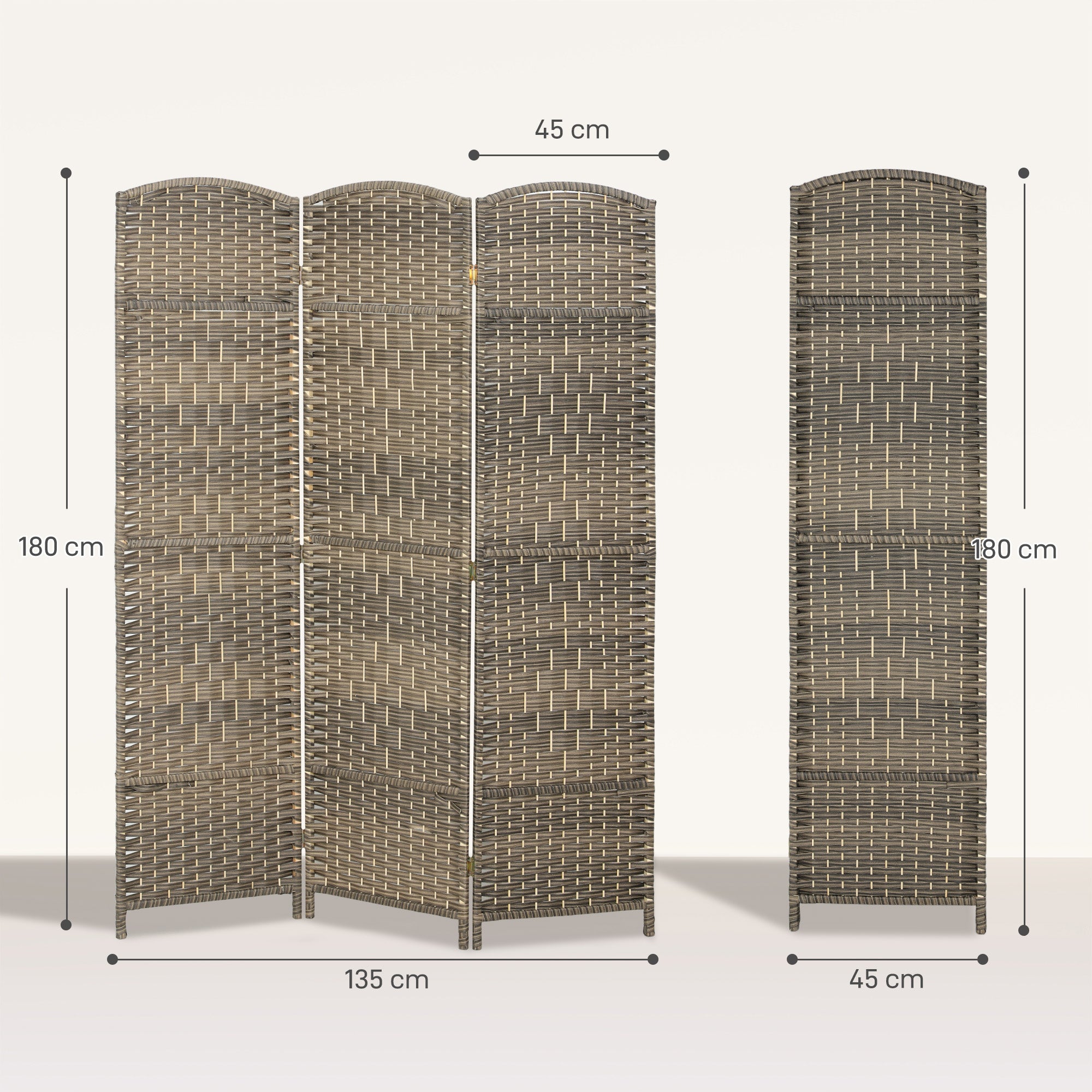 4-Panel Folding Room Divider, 71 x 71 in (180 x 180 cm) – Dark Oak