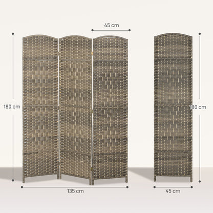 4-Panel Folding Room Divider, 71 x 71 in (180 x 180 cm) – Dark Oak