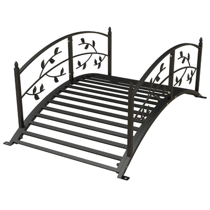 Garden Bridge - Pond Bridge - Garden Decoration dim. 119L x 67W x 47H cm with vine motif steel black balustrade