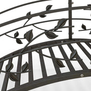 Garden Bridge - Pond Bridge - Garden Decoration dim. 119L x 67W x 47H cm with vine motif steel black balustrade