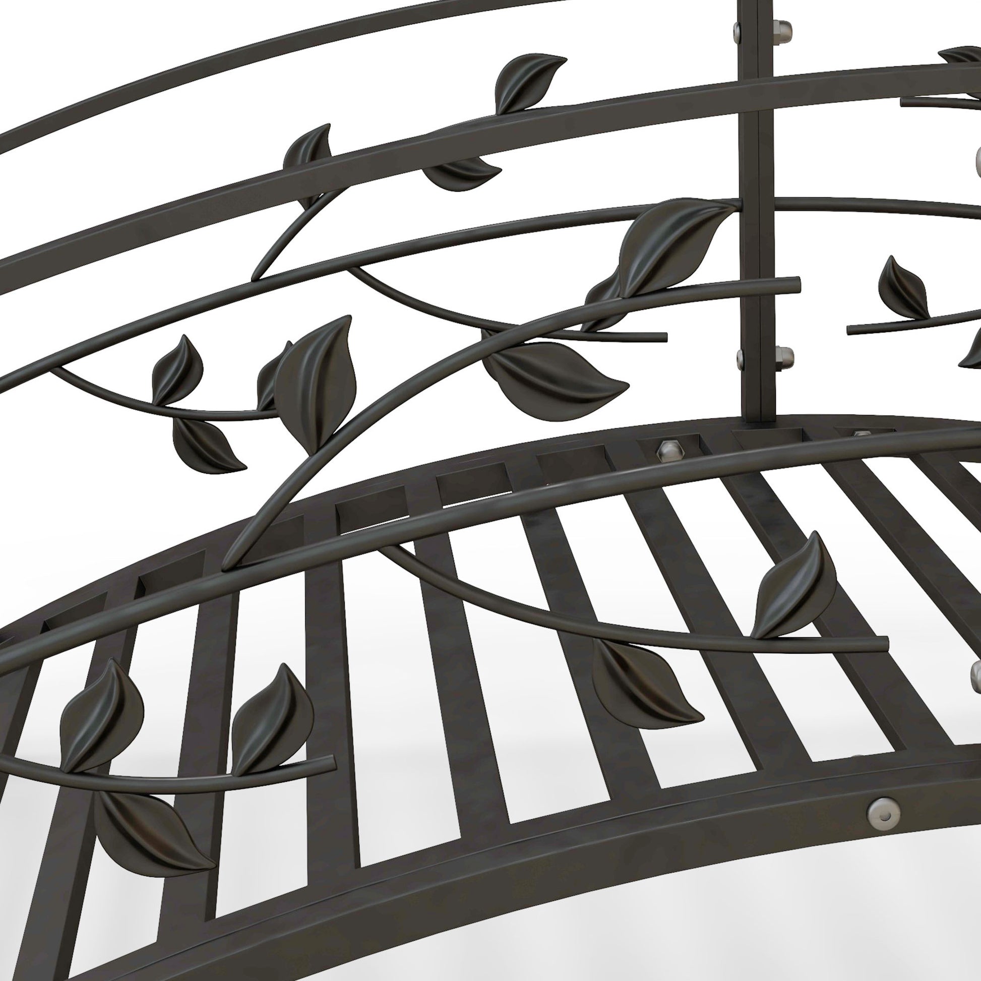 Garden Bridge - Pond Bridge - Garden Decoration dim. 119L x 67W x 47H cm with vine motif steel black balustrade