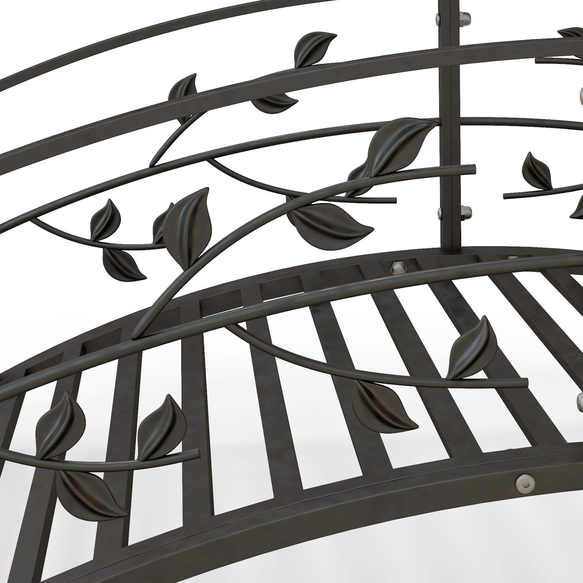 Garden Bridge - Pond Bridge - Garden Decoration dim. 119L x 67W x 47H cm with vine motif steel black balustrade