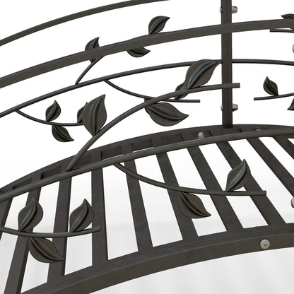 Garden Bridge - Pond Bridge - Garden Decoration dim. 119L x 67W x 47H cm with vine motif steel black balustrade
