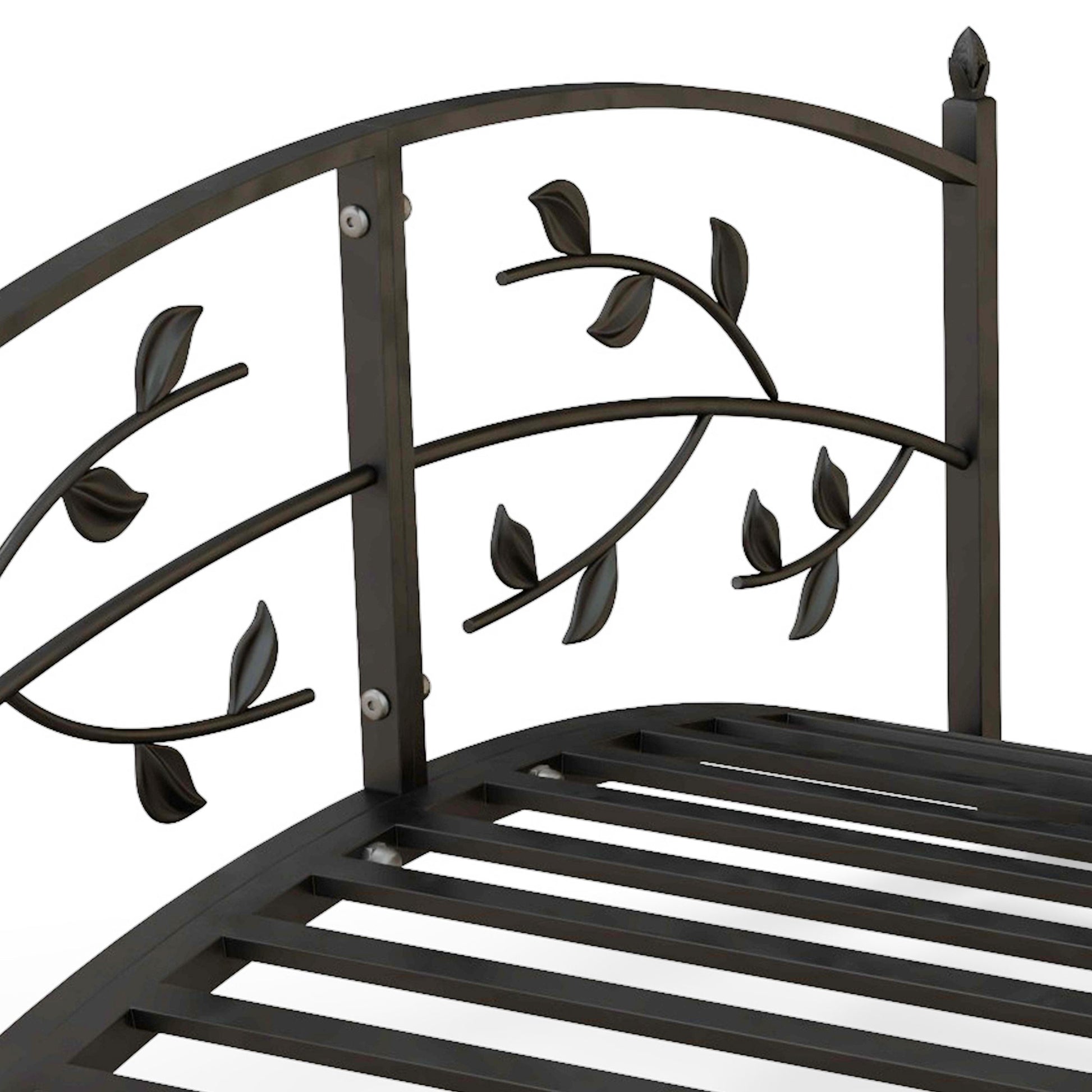 Garden Bridge - Pond Bridge - Garden Decoration dim. 119L x 67W x 47H cm with vine motif steel black balustrade