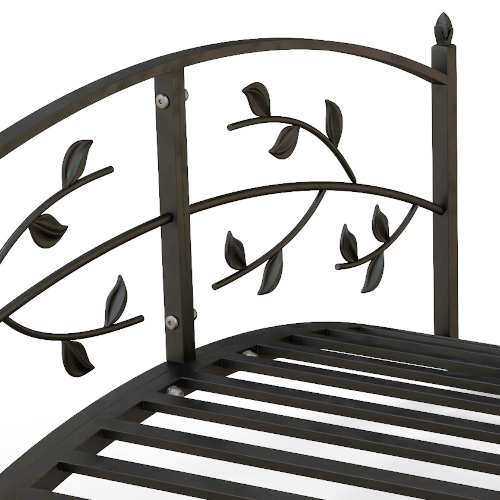 Garden Bridge - Pond Bridge - Garden Decoration dim. 119L x 67W x 47H cm with vine motif steel black balustrade