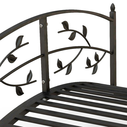 Garden Bridge - Pond Bridge - Garden Decoration dim. 119L x 67W x 47H cm with vine motif steel black balustrade