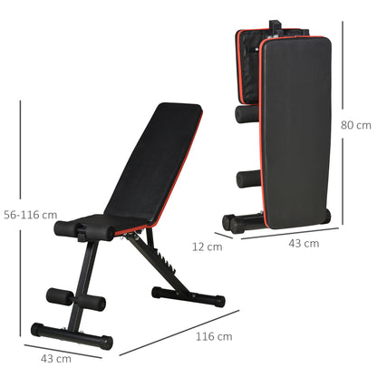 Foldable Weight Bench 2 in 1 Steel Weightlifting Bench with Adjustable Height 7-Position Incline Backrest for Home Gym Training Load 120 kg 116x43x56-116 cm Black