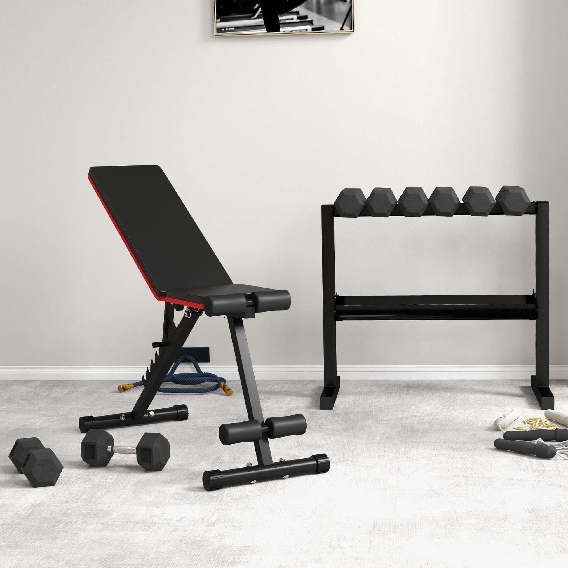 Foldable Weight Bench 2 in 1 Steel Weightlifting Bench with Adjustable Height 7-Position Incline Backrest for Home Gym Training Load 120 kg 116x43x56-116 cm Black
