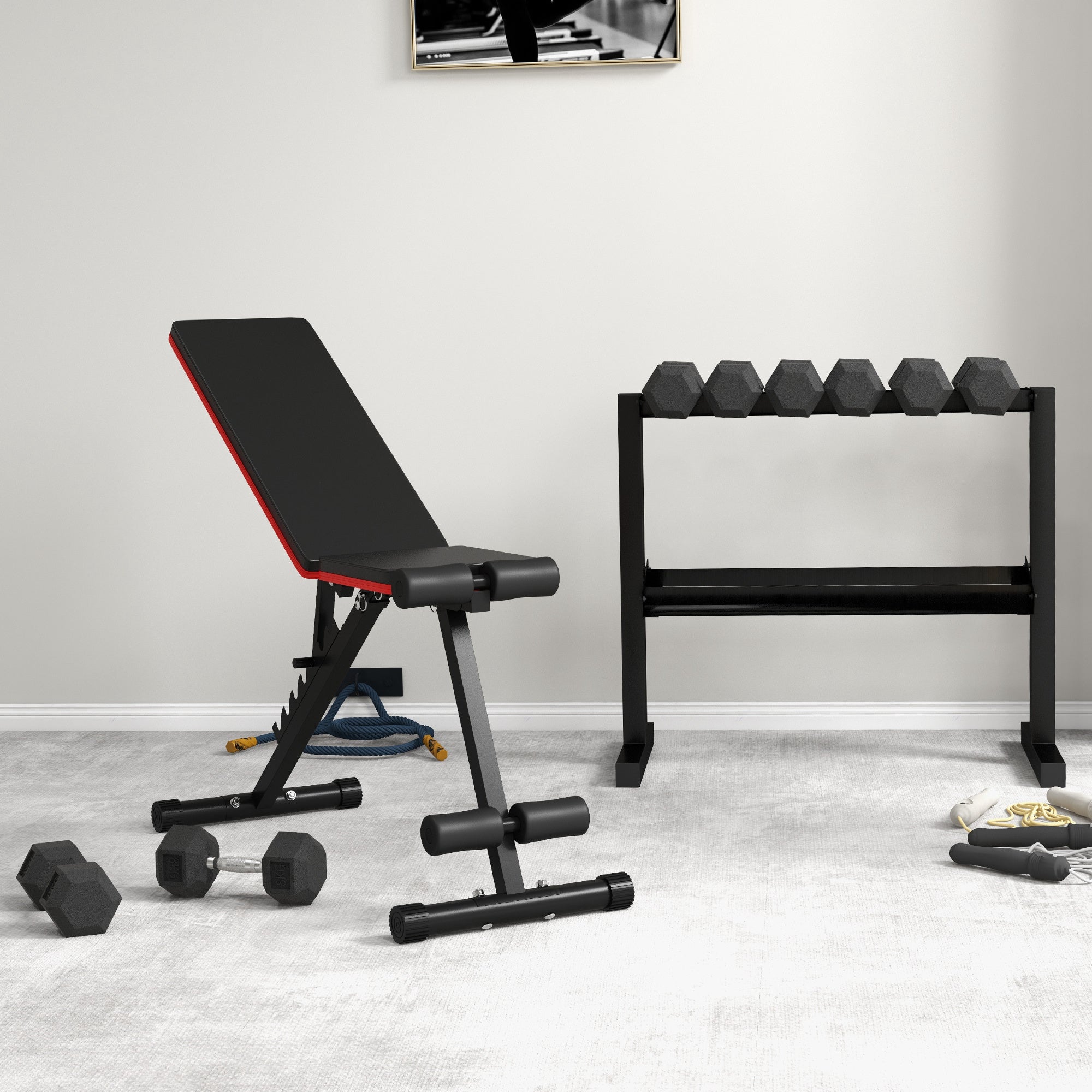 Foldable Weight Bench 2 in 1 Steel Weightlifting Bench with Adjustable Height 7-Position Incline Backrest for Home Gym Training Load 120 kg 116x43x56-116 cm Black
