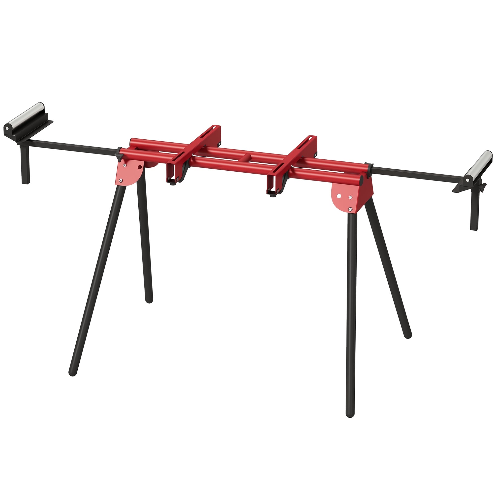 2-Pack Folding Adjustable Saw Horse – Metal Work Stand with Extendable Roller Supports, Height Adjustable, Supports up to 331 lb, Red