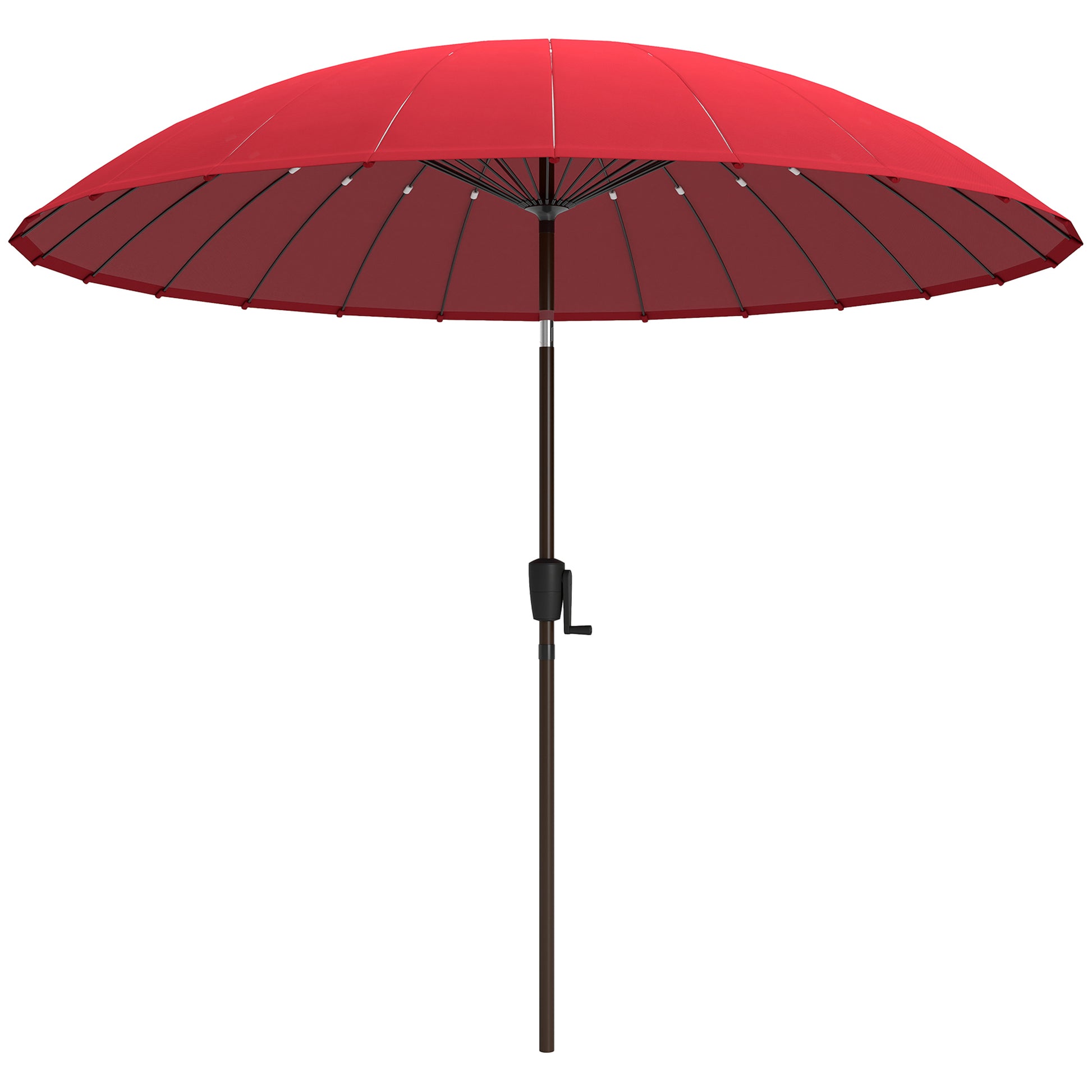 Garden Umbrella Straight Tilting Round Umbrella with 24 Fiberglass Ribs Crank Handle Aluminum Fiberglass Polyester Diameter 2.60m Color Red