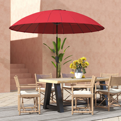 Garden Umbrella Straight Tilting Round Umbrella with 24 Fiberglass Ribs Crank Handle Aluminum Fiberglass Polyester Diameter 2.60m Color Red