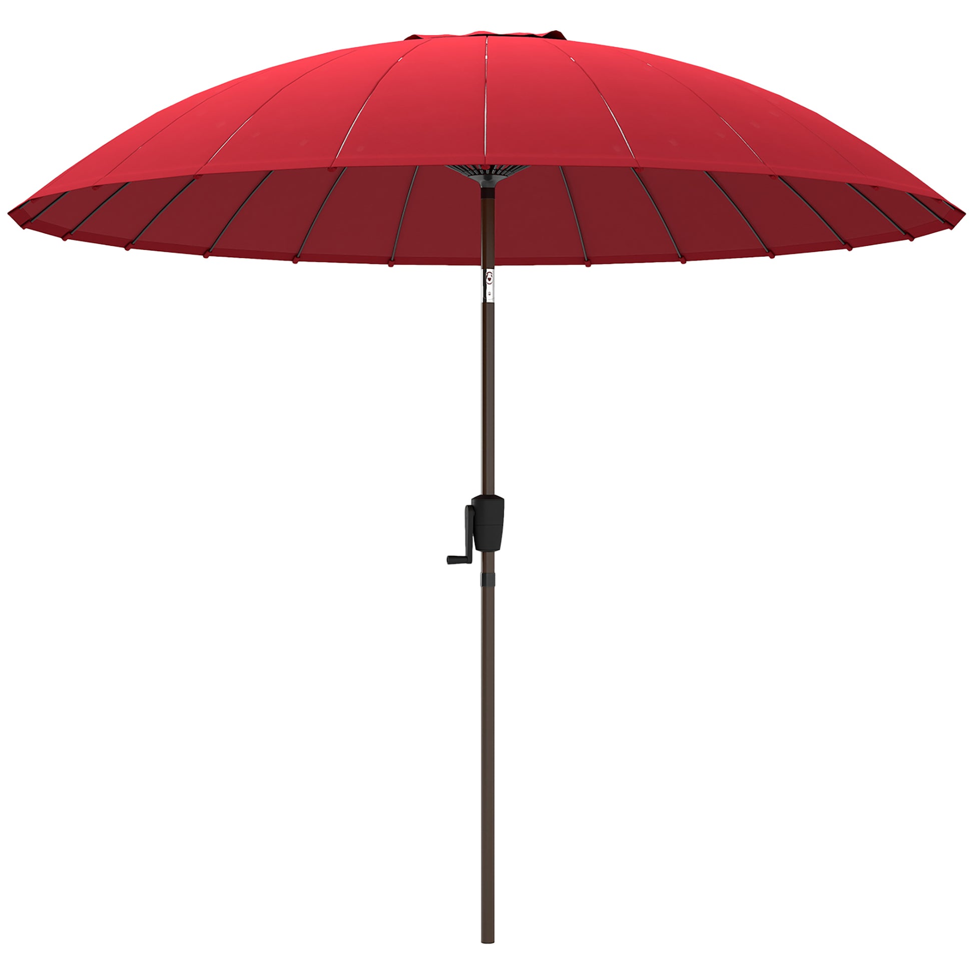 Garden Umbrella Straight Tilting Round Umbrella with 24 Fiberglass Ribs Crank Handle Aluminum Fiberglass Polyester Diameter 2.60m Color Red
