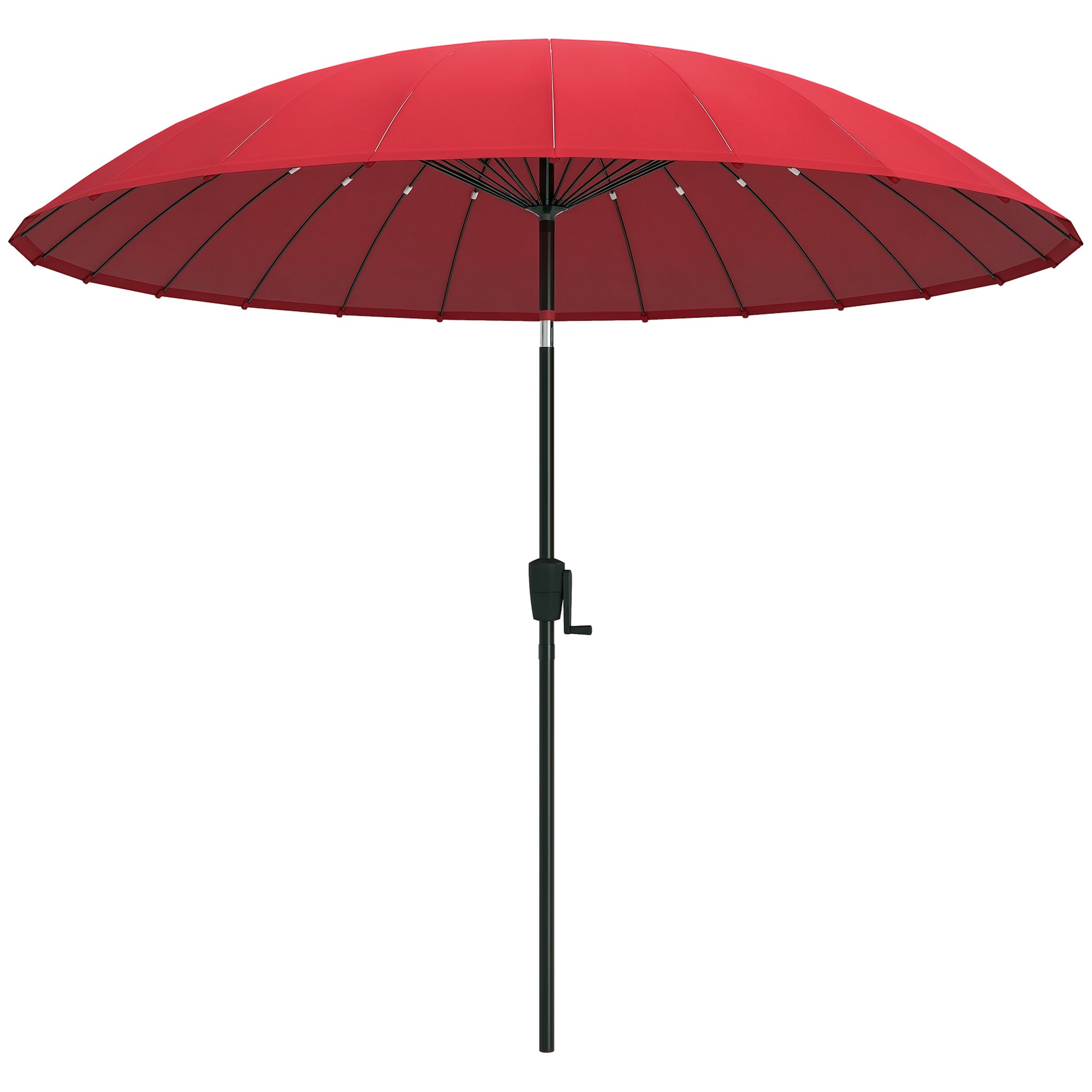 Garden Umbrella Straight Tilting Round Umbrella with 24 Fiberglass Ribs Crank Handle Aluminum Fiberglass Polyester Diameter 2.60m Color Red