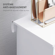 Modern Buffet - Storage Unit on Feet 3 Niches Cupboard - in Wood and Gray Metal Door